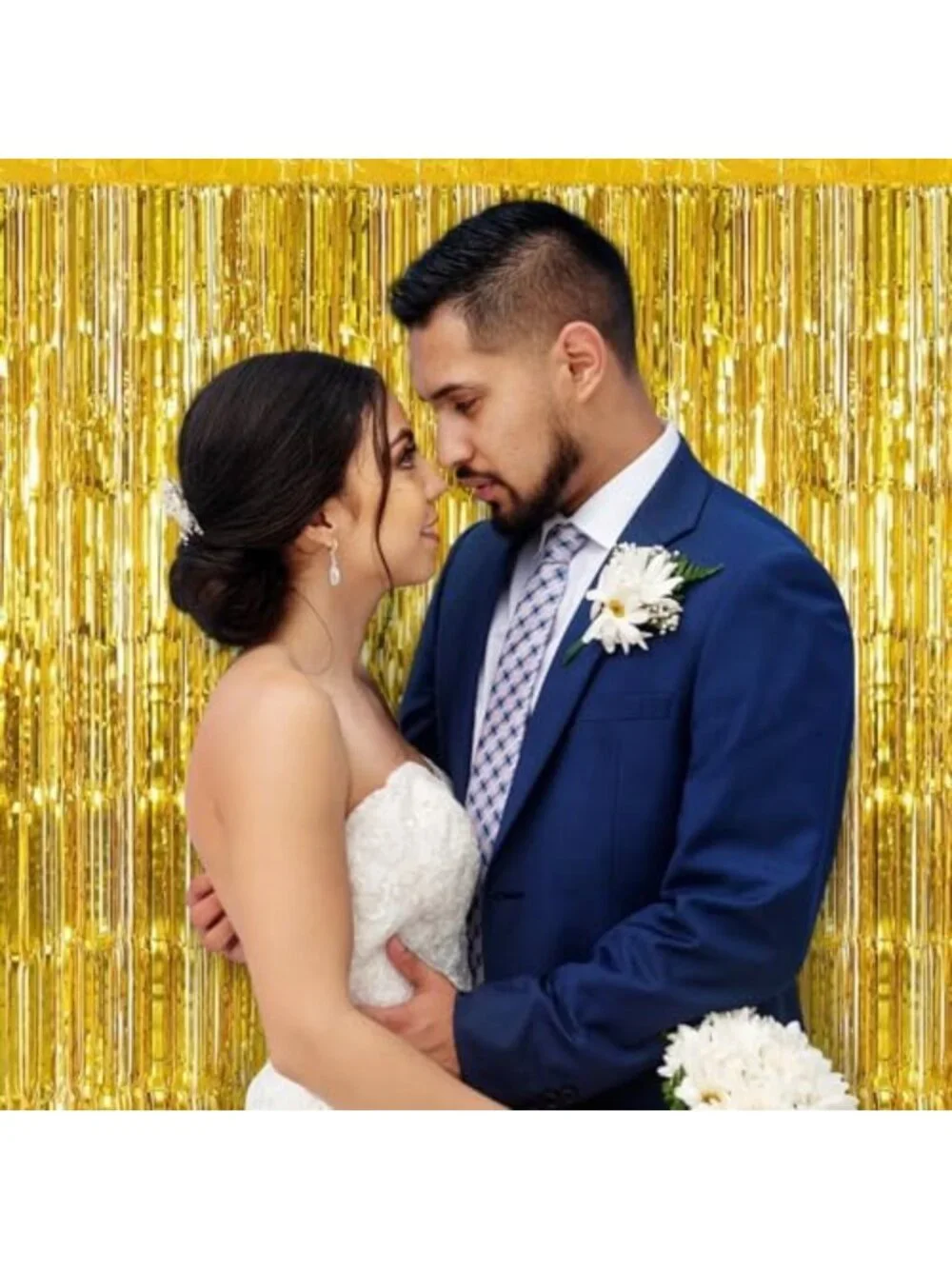 Gold Foil Fringe Curtains - 12 Pack Tinsel Backdrop for Parties, Weddings